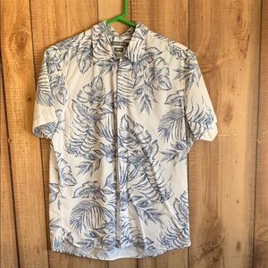 Savane Men's Blue Leaf Print Shirt